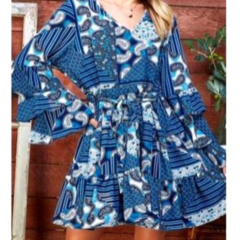 'ruffle my feathers' paisley patchwork dress